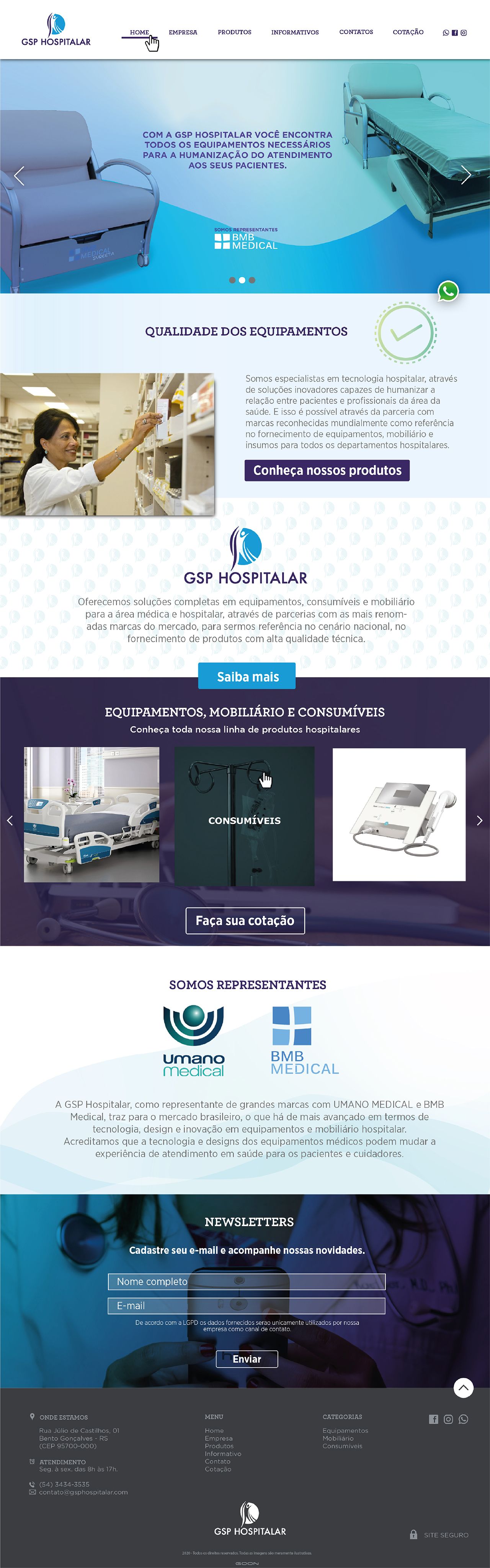 Layout GSP Hospitalar versão desktop