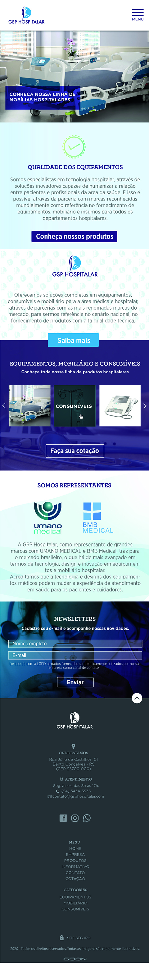 Layout GSP Hospitalar versão mobile