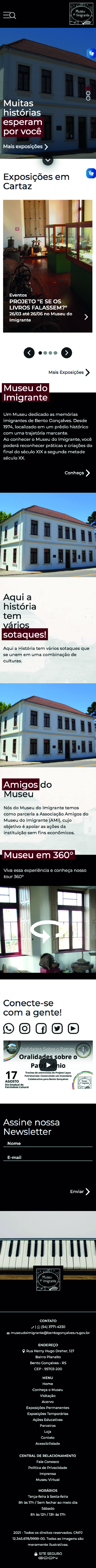Layout Museu do Imigrante versão mobile