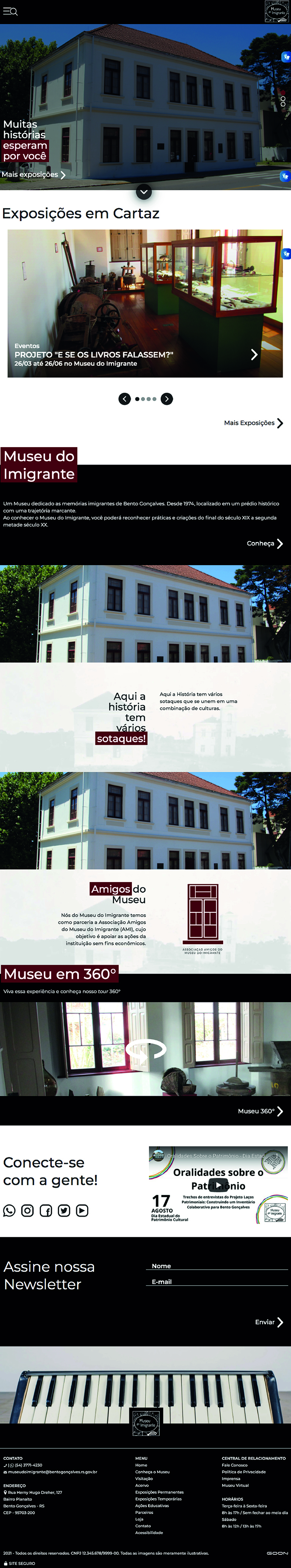 Museu do Imigrante layout tablet version