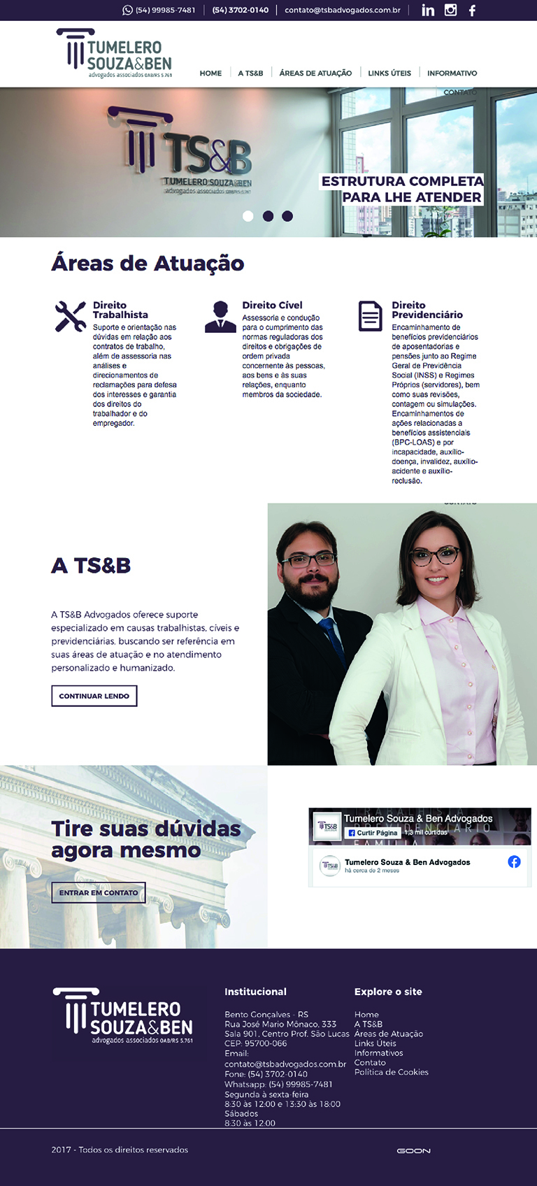 TSB Advogados layout tablet version